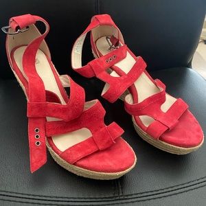 Red wedge sandals